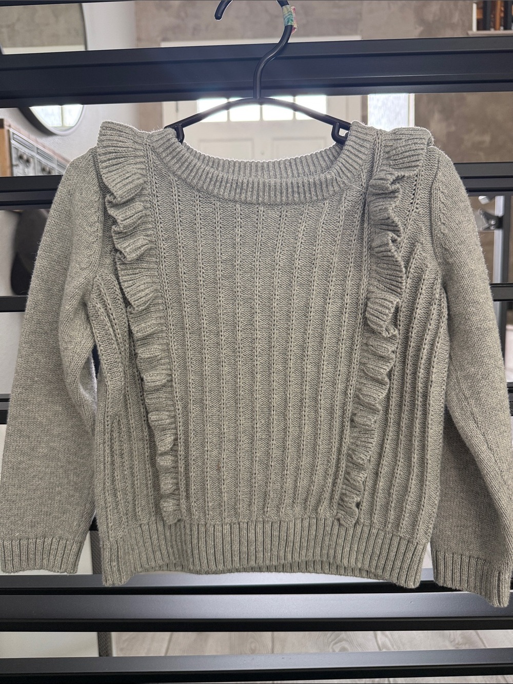 Toddler 3T Grey Ruffle Cable Knit Sweater